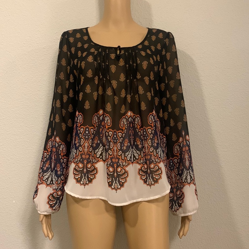 Boho Top by Mine, Size M, Black/Multicolor